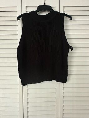 SHEIN Black Ribbed Mock Neck Sleeveless Tank size L